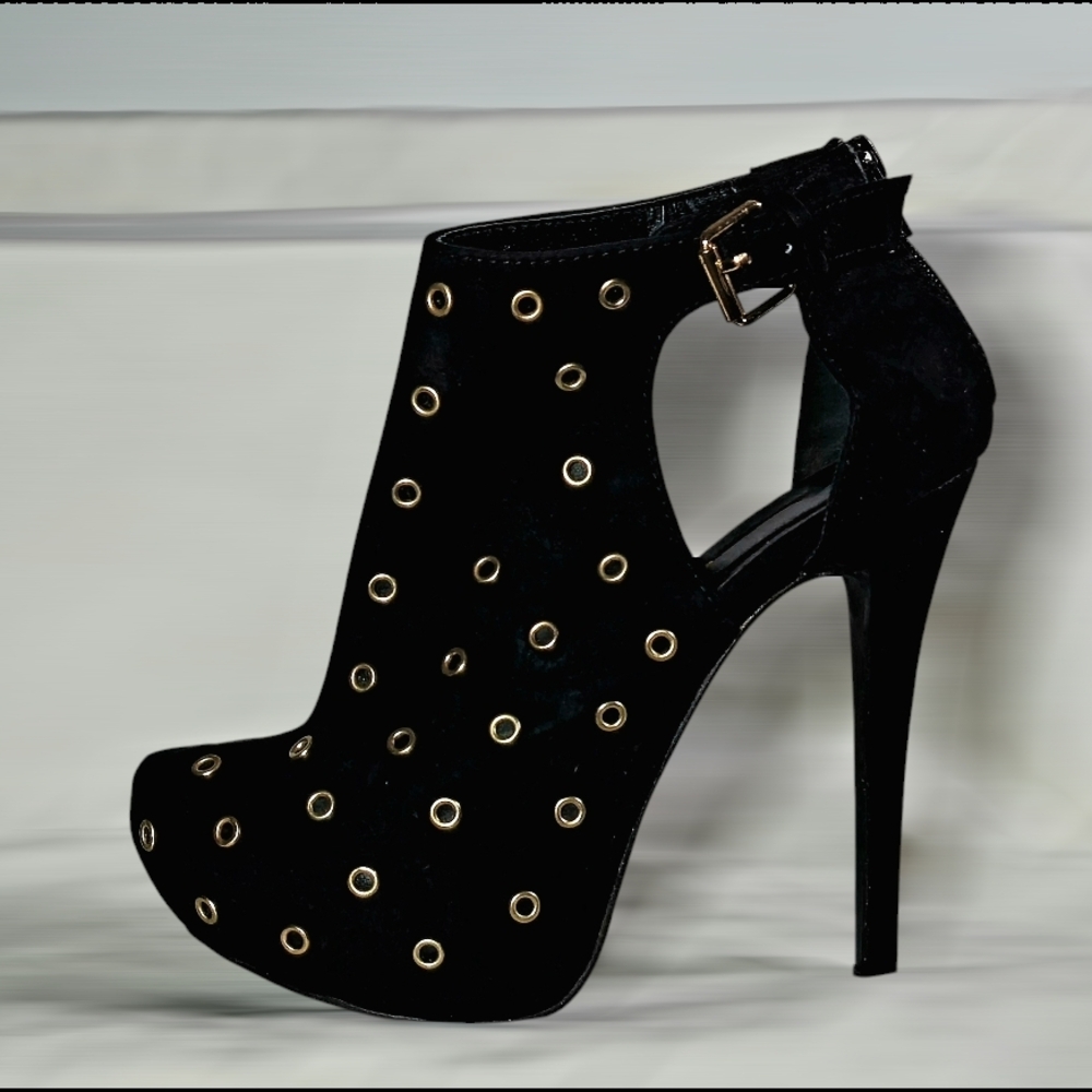 Black Studded High Heel Ankle Boots size 8